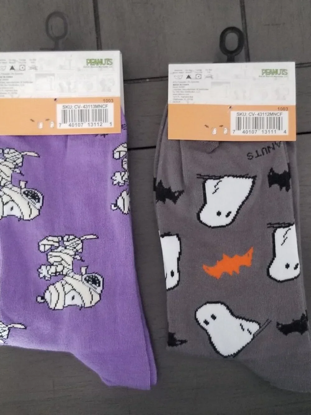 Peanuts Snoopy Halloween Ghost & Mummy Novelty Crew Socks Bundle